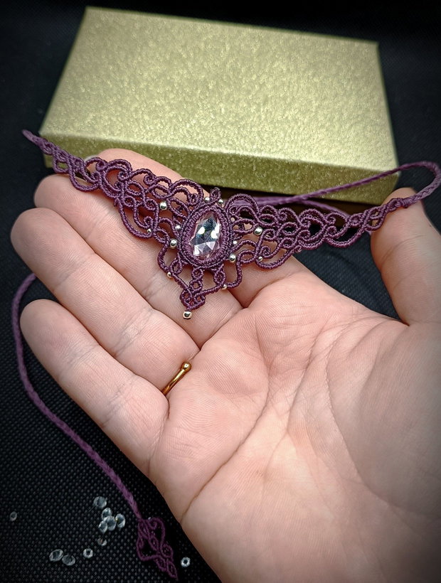 Colier Mov Princess Vintage Micromacrame Cristal Swarovski