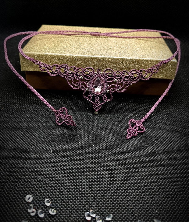 Colier Mov Princess Vintage Micromacrame Cristal Swarovski