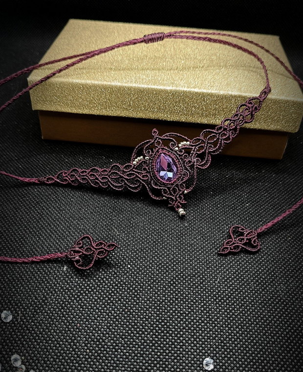 Colier Choker Princess Vintage Micromacrame Cristal Swarovski