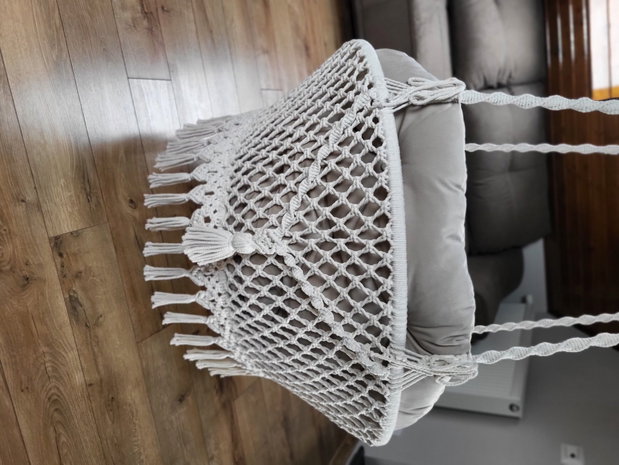 Leagăn hamac suspendat, scaun tip balansoar, bumbac 100%, stil boho, interior/exterior
