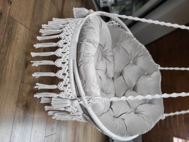 Leagăn hamac suspendat, scaun tip balansoar, bumbac 100%, stil boho, interior/exterior