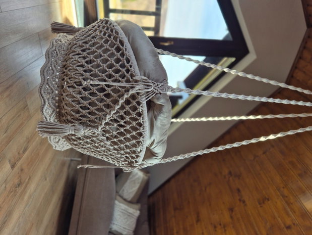 Leagăn hamac suspendat, scaun tip balansoar, bumbac 100%, stil boho, interior/exterior