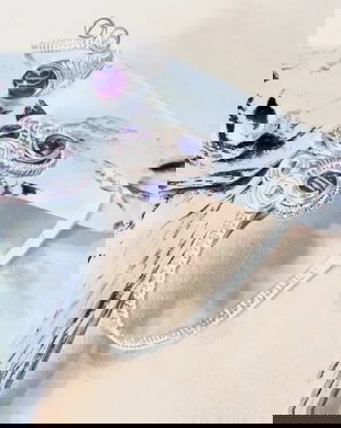 Set Bijuterii Reglabile cu Agat Mov  Tehnica Wire Wrapped