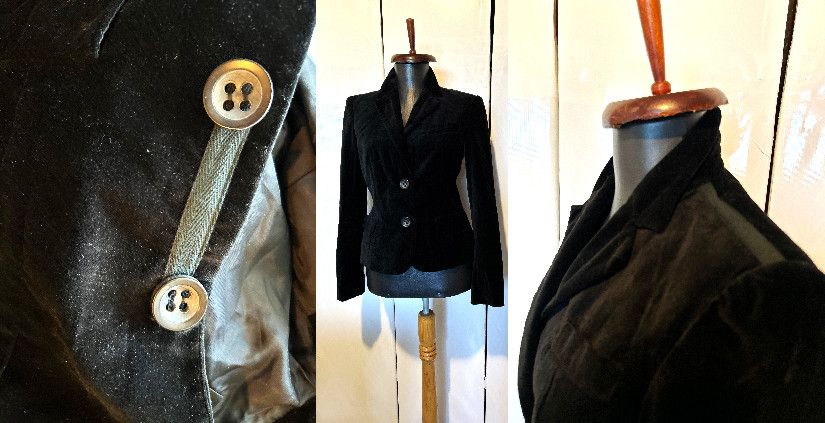 BREUINGER Sacou catifea neagră bumbac