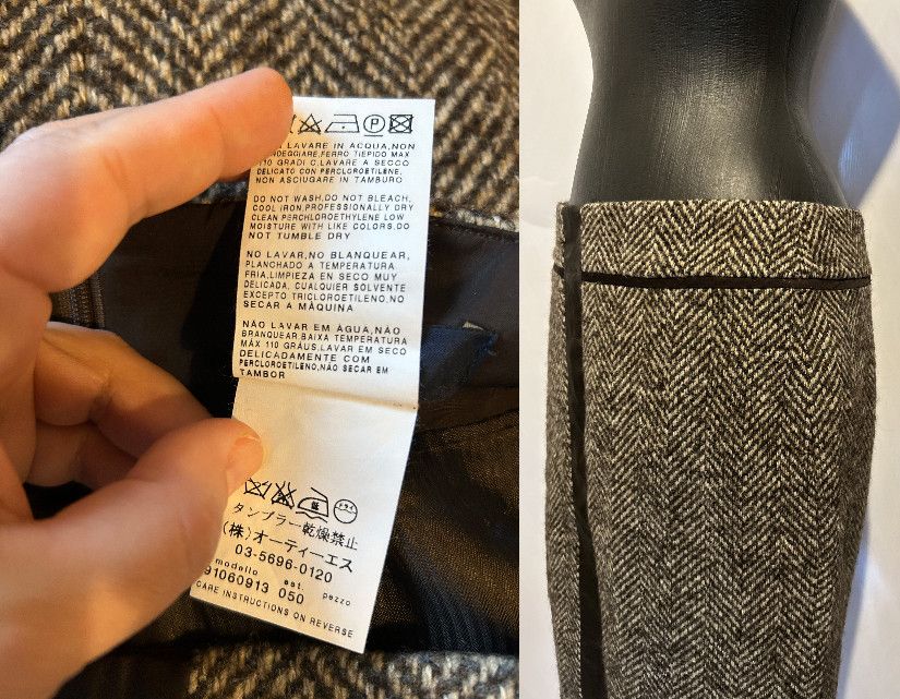 Fustă stofă lână și piele naturală MaxMara