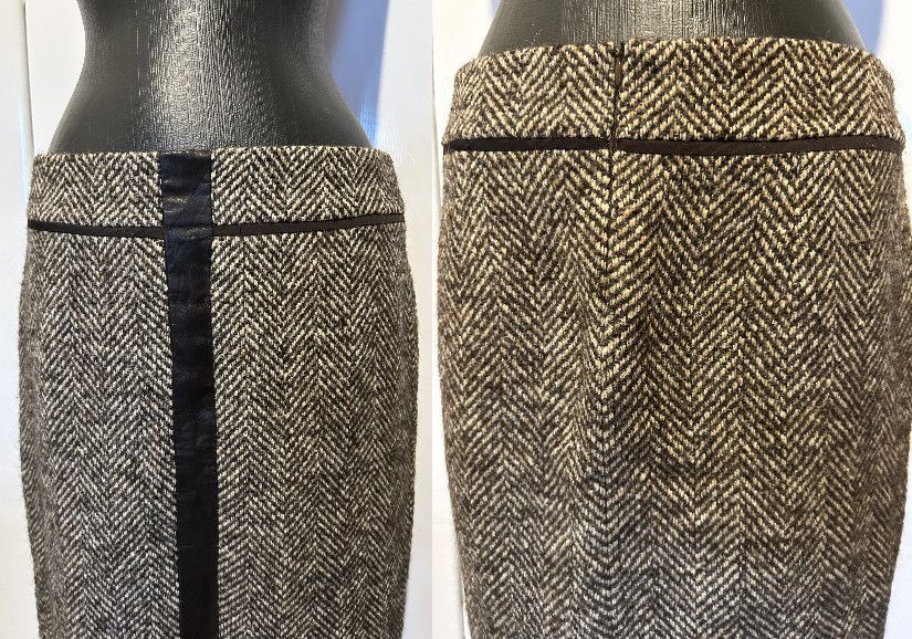 Fustă stofă lână și piele naturală MaxMara