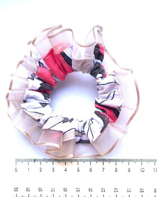 Scrunchie-elastic de par din bumbac cu margine din satin