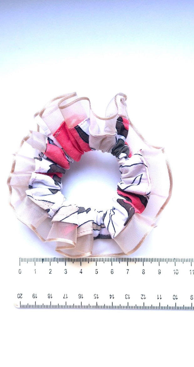 Scrunchie-elastic de par din bumbac cu margine din satin