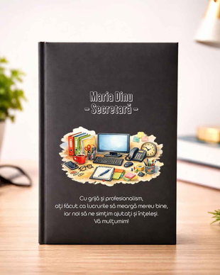 Agendă Personalizată Cadou pentru Secretară cu Nume și Mesaj