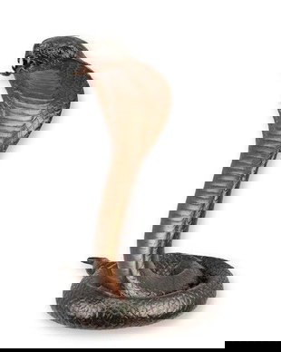 Cobra maro-statueta din bronz cu soclu marmura