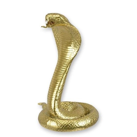 Cobra aurie-statueta din bronz cu soclu marmura