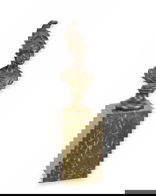 Atena-bust din bronz pe un soclu din marmura