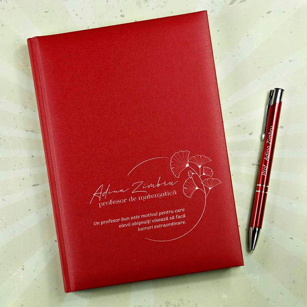 Set Elegant Agendă și Pix Personalizat Cadou pentru Profesori
