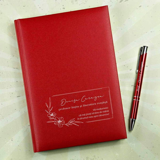 Set Elegant Personalizat Agendă & Pix  Cadou pentru Profesori