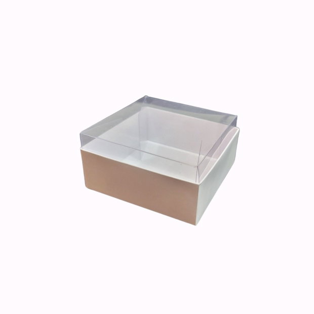 Set 10 cutii cadou 8x8x4 cm  carton alb + capac transparent acetofan  pentru bijuterii, dulciuri, handmade