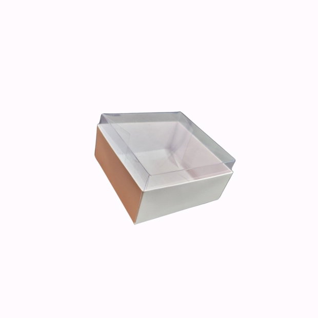Set 10 cutii cadou 8x8x4 cm  carton alb + capac transparent acetofan  pentru bijuterii, dulciuri, handmade