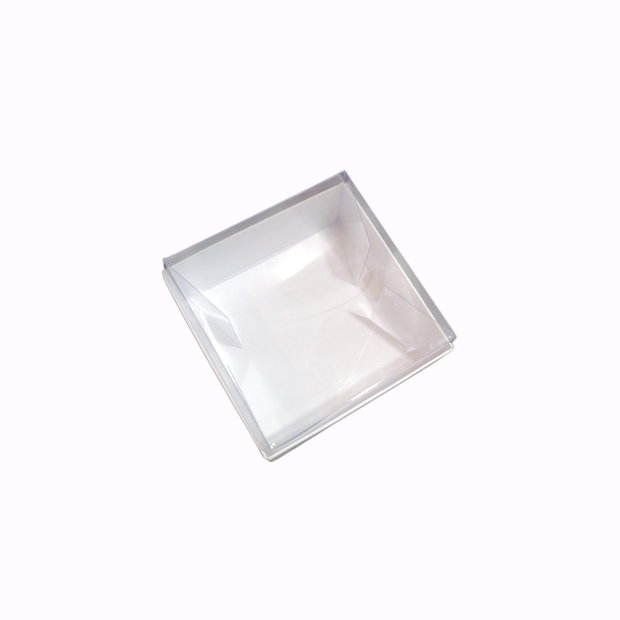 Set 10 cutii cadou 8x8x4 cm  carton alb + capac transparent acetofan  pentru bijuterii, dulciuri, handmade