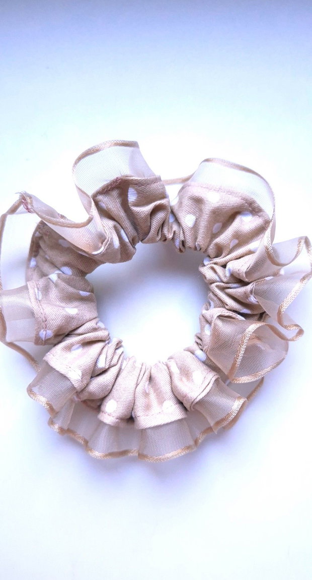 Scrunchie-elastic de par bej cu buline