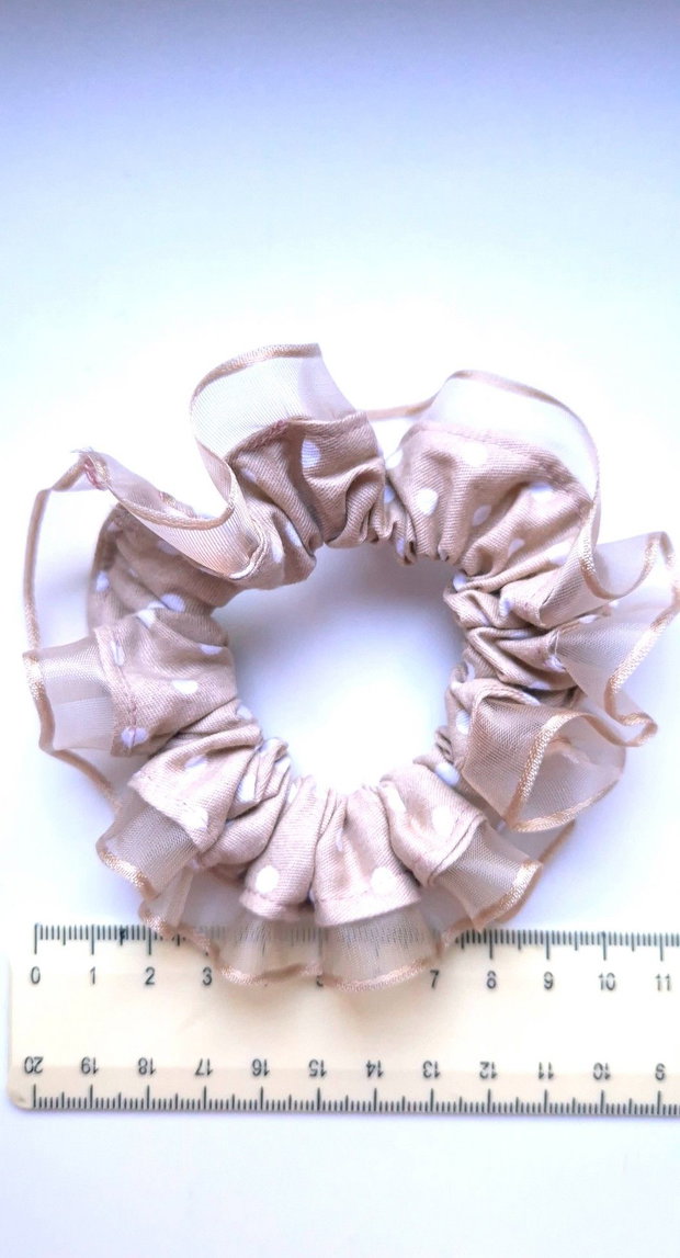 Scrunchie-elastic de par bej cu buline