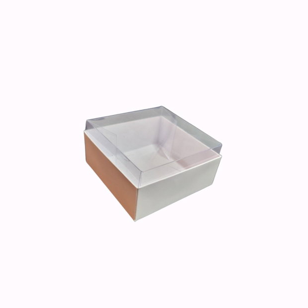 Set 10 buc cutie Carton Alba cu capac din Acetofan transparent 9x9x4 cm