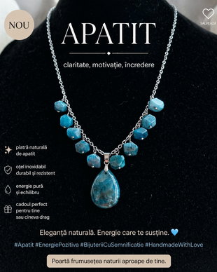 Colier statement din apatit natural - piesă unicat handmade (cod1422)