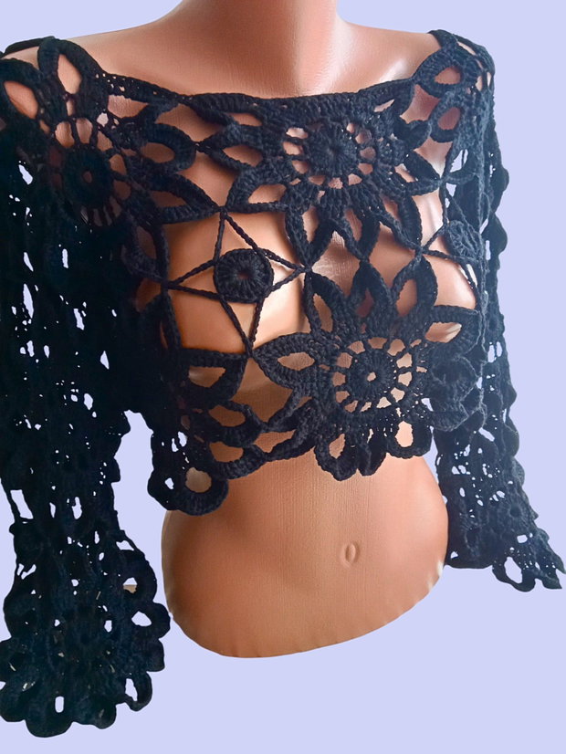 Bolero negru cu mâneci