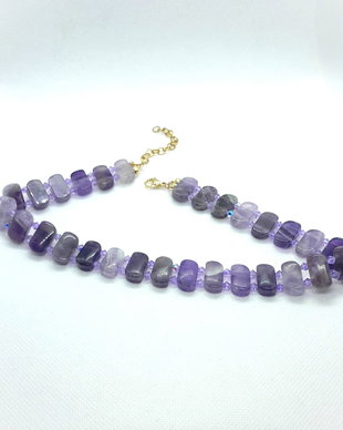 Colier tip chocker cu ametist și cristale Swarovski