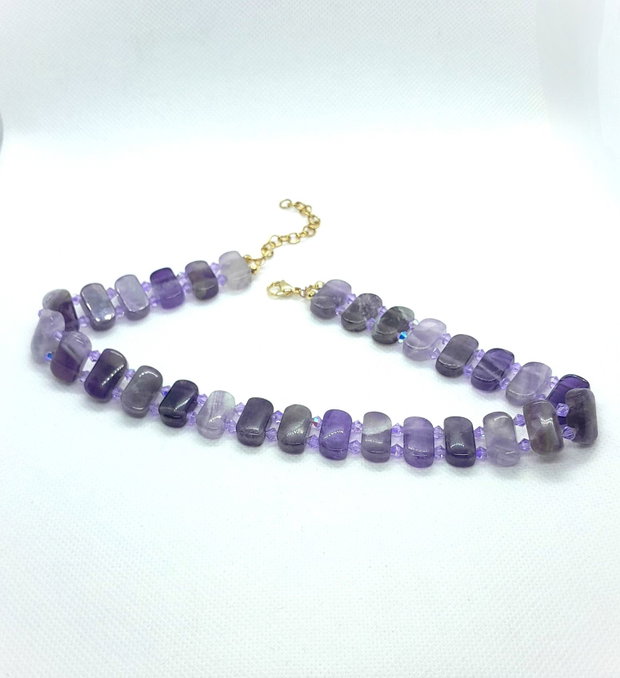 Colier tip chocker cu ametist și cristale Swarovski
