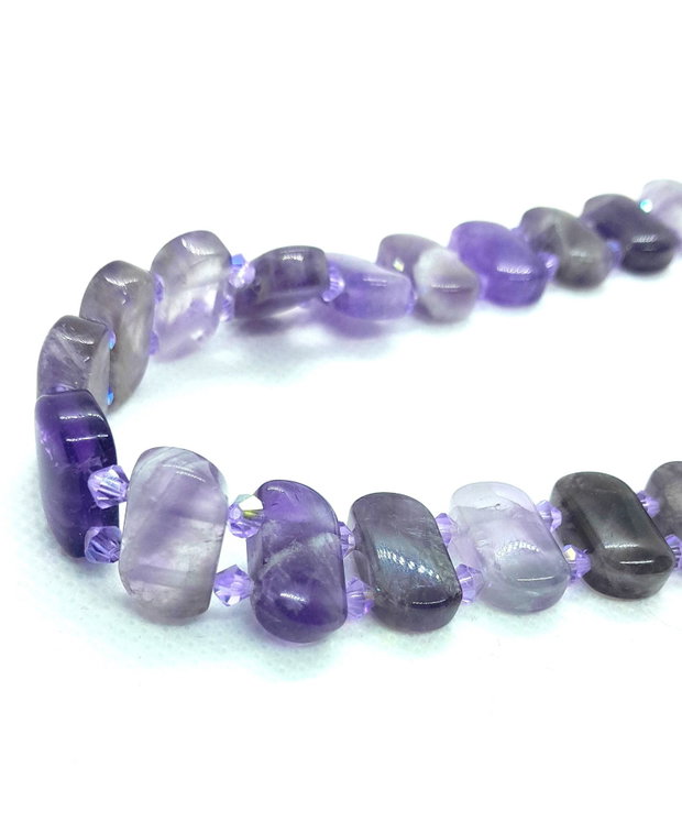Colier tip chocker cu ametist și cristale Swarovski