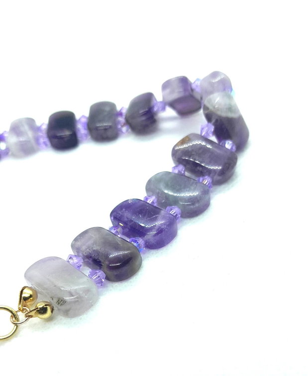 Colier tip chocker cu ametist și cristale Swarovski