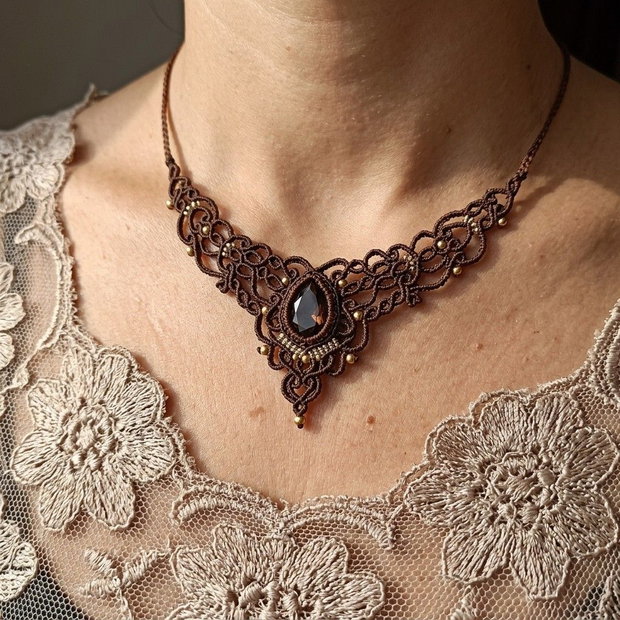 Colier Maro Choker Princess Vintage Micromacrame Cristal Swarovski