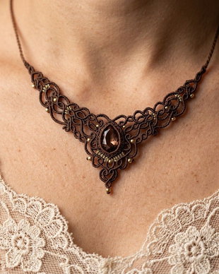 Colier Maro Choker Princess Vintage Micromacrame Cristal Swarovski
