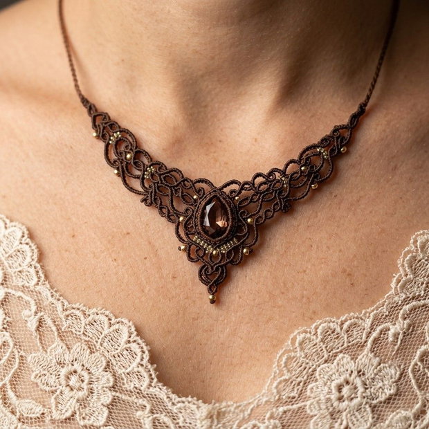 Colier Maro Choker Princess Vintage Micromacrame Cristal Swarovski