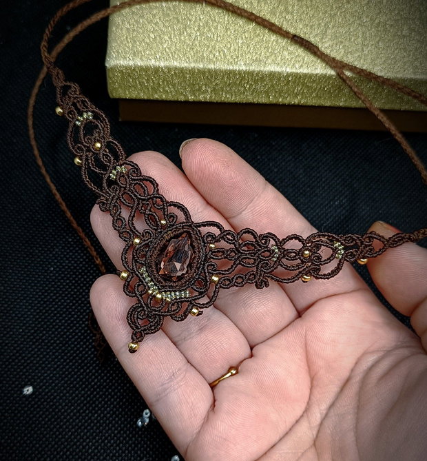 Colier Maro Choker Princess Vintage Micromacrame Cristal Swarovski