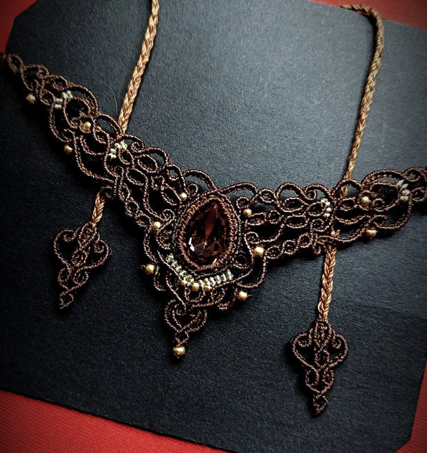 Colier Maro Choker Princess Vintage Micromacrame Cristal Swarovski