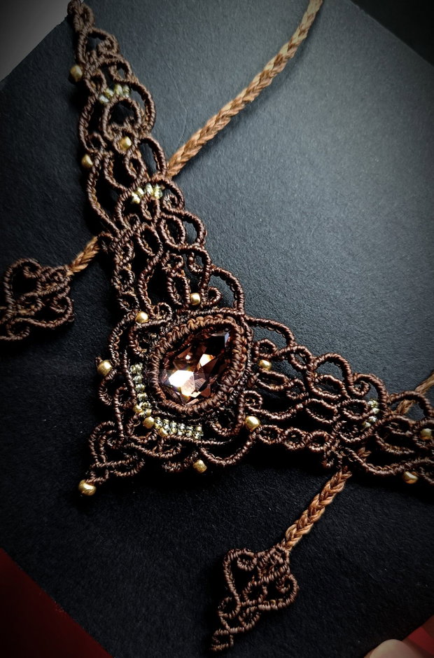 Colier Maro Choker Princess Vintage Micromacrame Cristal Swarovski