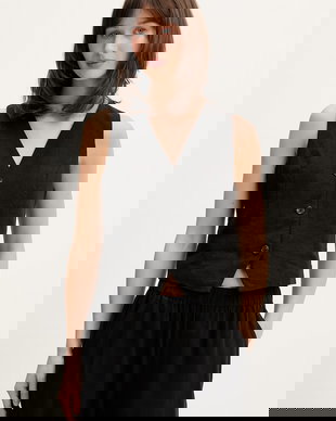 Tommy Jeans vestă de damă cu amestec de in