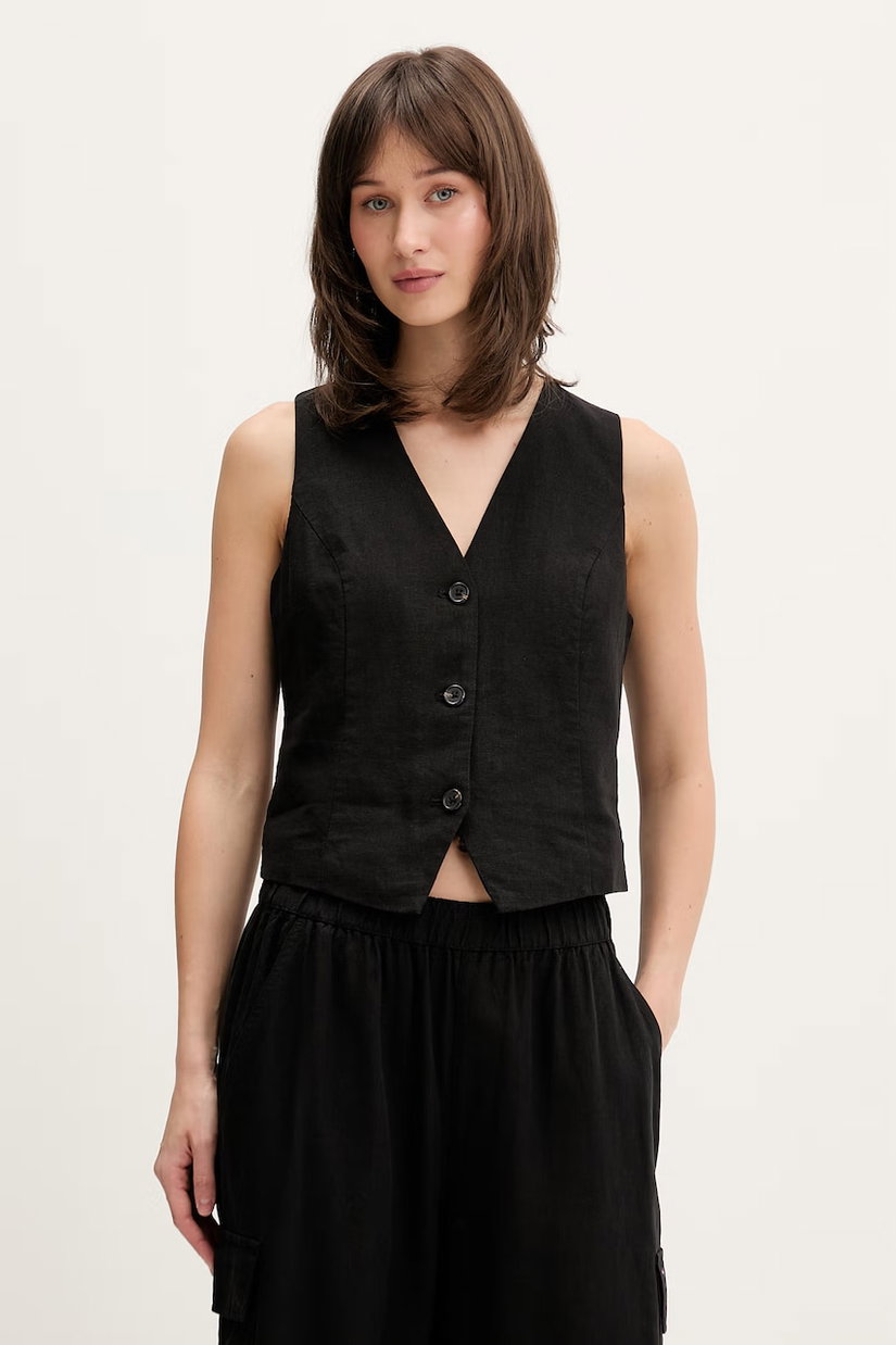 Tommy Jeans vestă de damă cu amestec de in