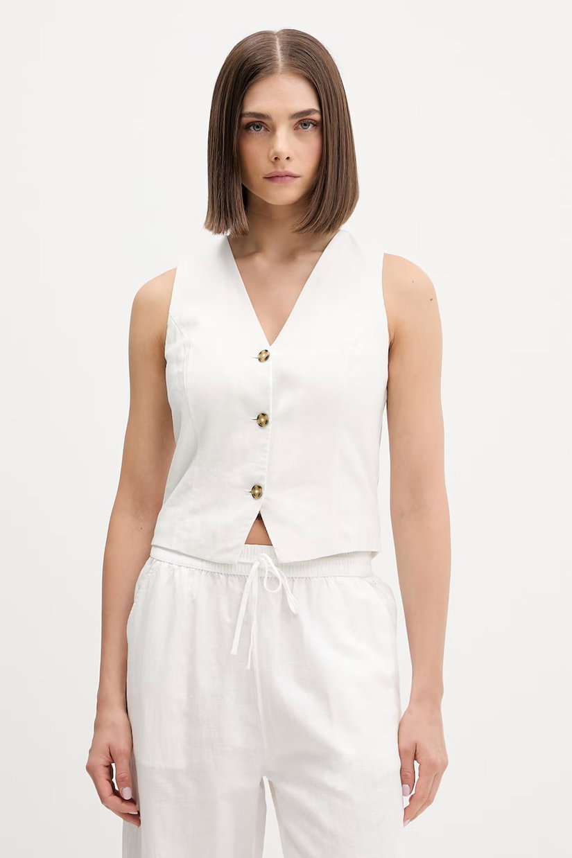 Tommy Jeans vestă de damă cu amestec de in