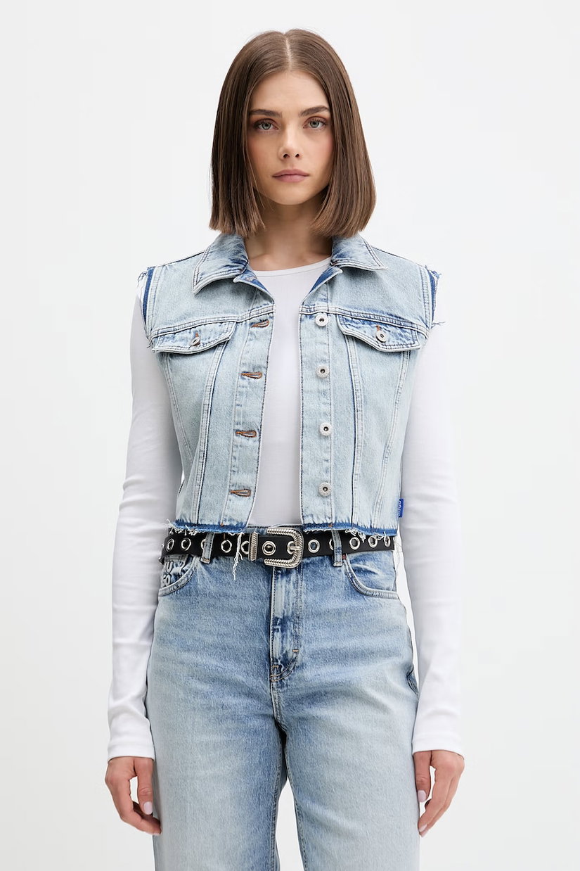 HUGO Blue vestă cu un singur rând de nasturi de femei din denim Garis_B