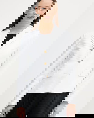 Tommy Hilfiger sacou cu un singur rând de nasturi de damă cu amestec de in