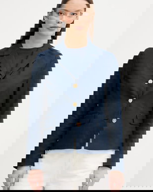 Tommy Hilfiger sacou cu un singur rând de nasturi de damă cu amestec de in