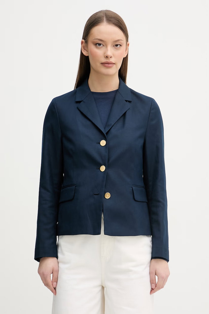 Tommy Hilfiger sacou cu un singur rând de nasturi pentru femei, cu amestec de in