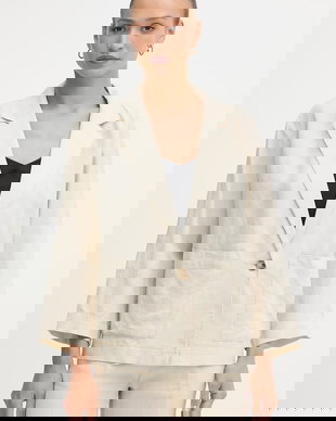 United Colors of Benetton sacou cu un singur rând de nasturi de damă din in