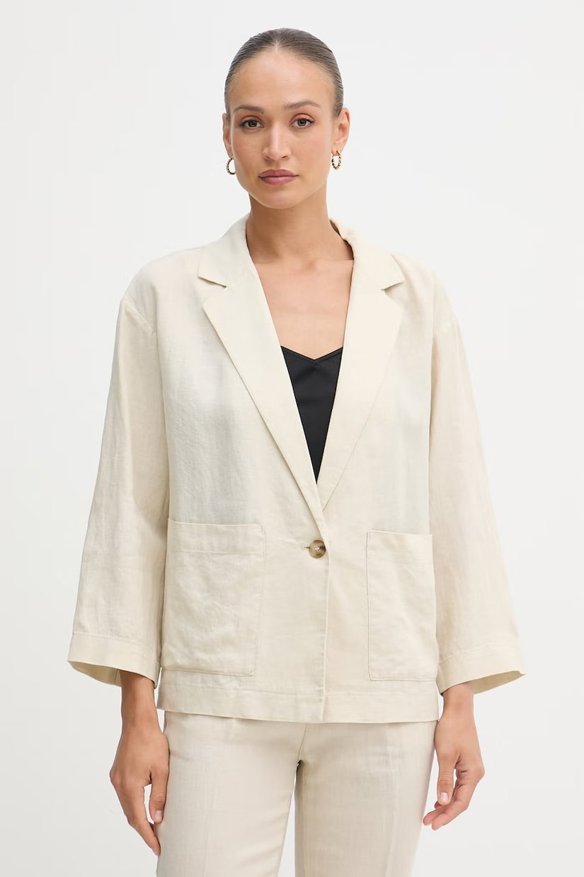 United Colors of Benetton sacou cu un singur rând de nasturi de damă din in