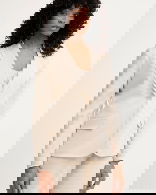 Weekend Max Mara sacou cu un singur rând de nasturi de femei cu vâscoză CARBONE