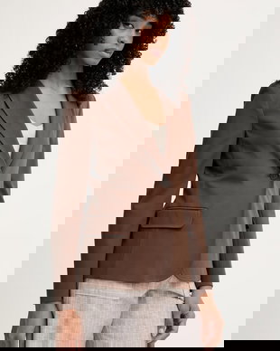 Weekend Max Mara sacou cu un singur rând de nasturi de damă cu vâscoză CARBONE