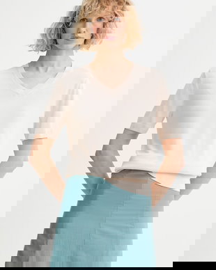 Calvin Klein pulover cu mânecă scurtă de damă din vâscoză