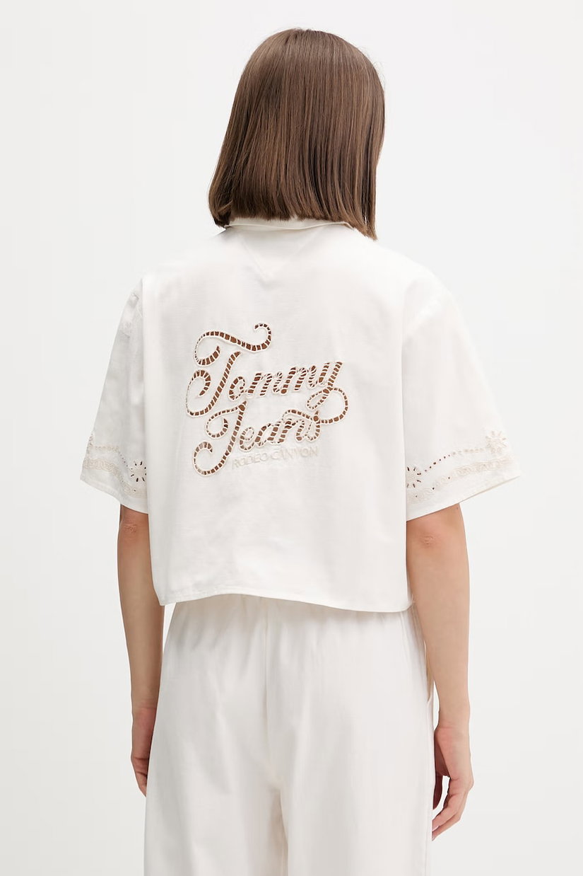 Tommy Jeans cămașă pentru femei, cu amestec de in