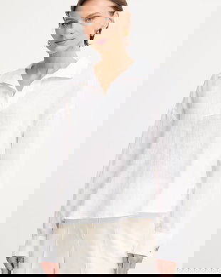 Armani Exchange bluză tip cămașă pentru femei, din in